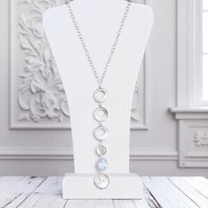 Fashion Silver Tone Statement Faux Pearl Circle Long Statement Necklace